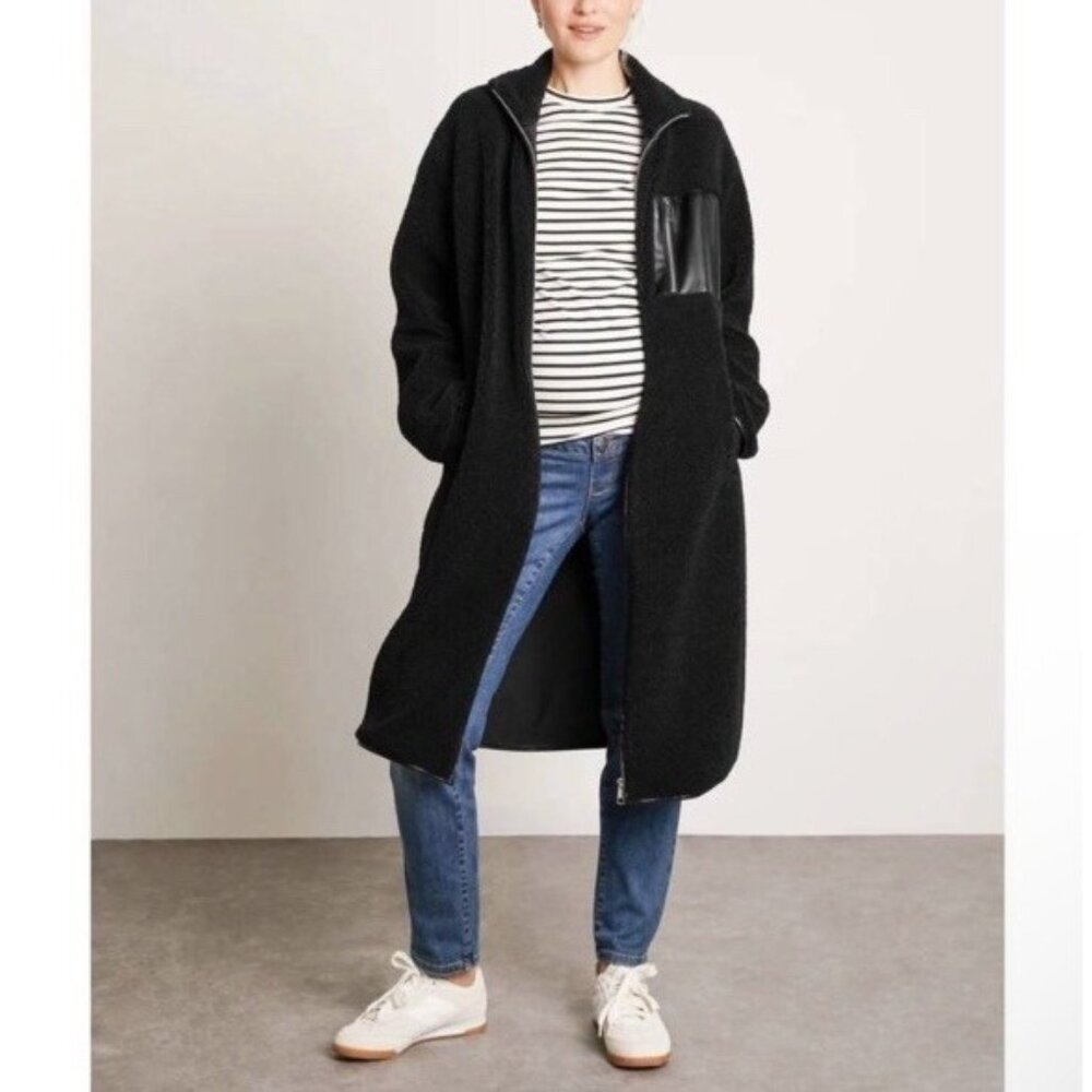 NOM MATERNITY teddi long coat In Black Small NWT